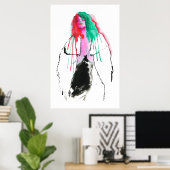 Poster Aquarelle portrait abstrait de la jeune femme, (Bureau à domicile)