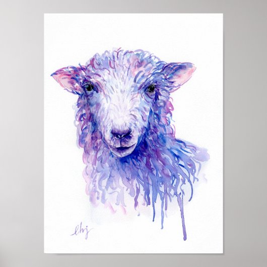 Poster Aquarelle Portrait Abstrait mouton (Devant)