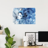 Poster Aquarelle portrait de femme, peinture (Bureau à domicile)