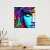 Poster Aquarelle Portrait femme, Art Abstrait (Cuisine)