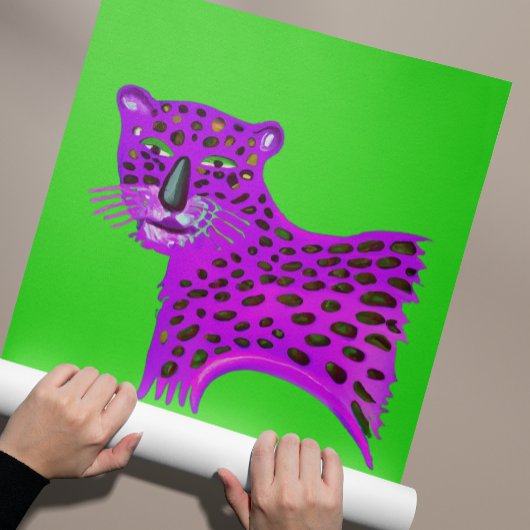 Poster Aquarelle pourpre Cheetah AI Généré Art