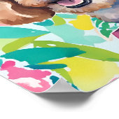 Poster Aquarelle Preppy Palm Beach Poodle Chien (Coin)