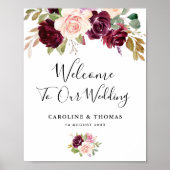 Poster aquarelle prune fleurie violet mariage signe de bi (Devant)