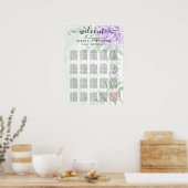 Poster Aquarelle Purple Blooms Bouquet Mariage Siège (Cuisine)