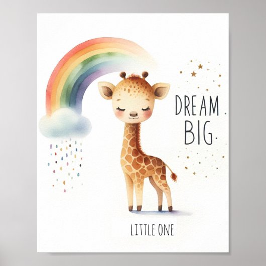 Poster Aquarelle Rainbow Giraffe Dream Big (Devant)
