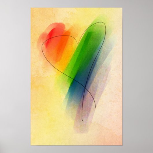 Poster Aquarelle Rainbow Heart (Devant)