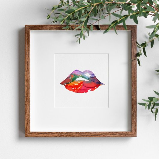 Poster Aquarelle rainbow lips maquillage marque