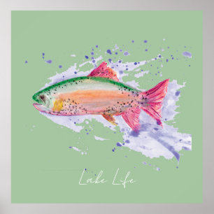 Poster Aquarelle Rainbow Trump Lake Life