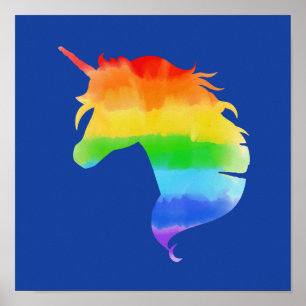 Poster Aquarelle Rainbow Unicorn