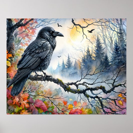 Poster Aquarelle Raven d'automne (Devant)