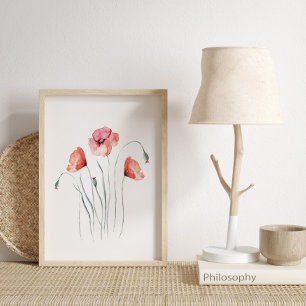 Poster Aquarelle Red Poppies