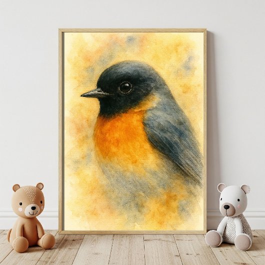 Poster Aquarelle Robin Portrait