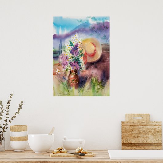 Poster Aquarelle romantique Art Floral (Cuisine)