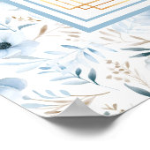 Poster Aquarelle romantique Pastel Bleu Plat d'Or (Coin)