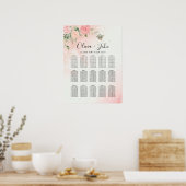 Poster Aquarelle romantique rose Mariage rose Floral (Cuisine)