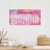 Poster Aquarelle rose Abstrait Calendrier perpétuel perso (Cuisine)