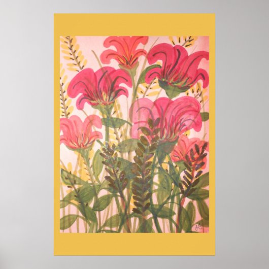 Poster Aquarelle rose Abstraite (Devant)