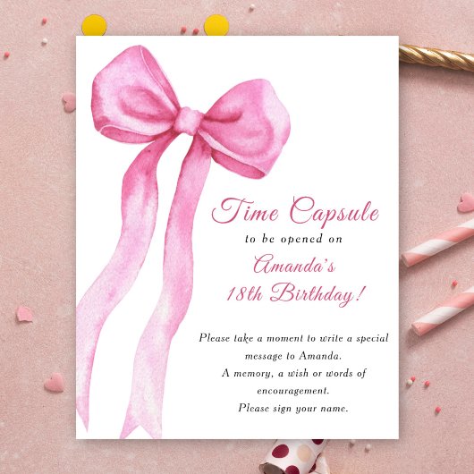 Poster Aquarelle rose arc Temps Capsule 1er anniversaire