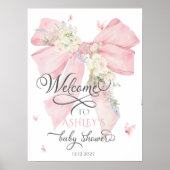 Poster Aquarelle rose Baby shower de boue de floraux Bien (Devant)