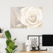 Poster Aquarelle rose blanche fleur abstraite. (Bureau à domicile)