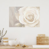 Poster Aquarelle rose blanche fleur abstraite. (Cuisine)