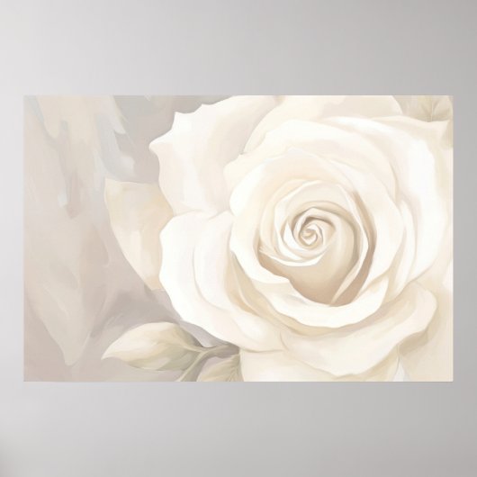 Poster Aquarelle rose blanche fleur abstraite. (Devant)