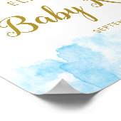 Poster Aquarelle rose bleu Parties scintillant Révélation (Coin)