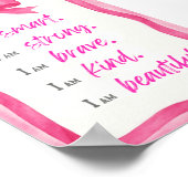 Poster Aquarelle rose Bow Affirmation murale Art 5x7 (Coin)