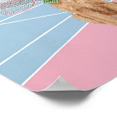 Poster Aquarelle rose caniche de tennis (Coin)