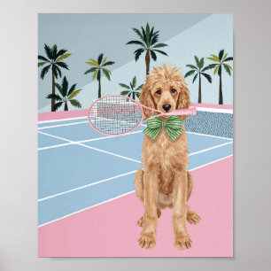 Poster Aquarelle rose caniche de tennis