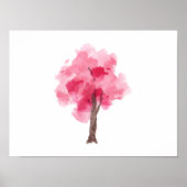 Poster Aquarelle rose cerisier en fleurs (Devant)