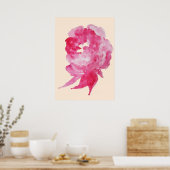 Poster Aquarelle rose cerisier rouge Peinture simple à fl (Cuisine)