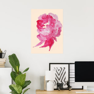 Poster Aquarelle rose cerisier rouge Peinture simple à fl