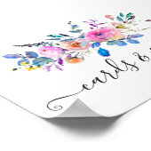 Poster Aquarelle rose chaud Cartes de mariage et cadeaux (Coin)