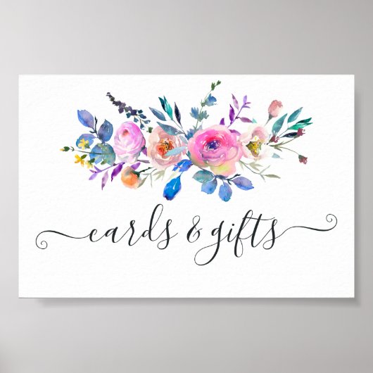 Poster Aquarelle rose chaud Cartes de mariage et cadeaux (Devant)