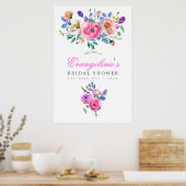 Poster Aquarelle rose chaud Fête des mariées Florale Bien (Cuisine)