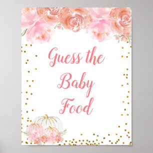 Poster Aquarelle rose citrouille à fleurs Guess the Baby