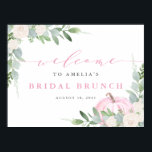 Poster Aquarelle rose Citrouille automne nuptiale Brunch<br><div class="desc">Bienvenue aux invités à votre événement avec ce panneau de bienvenue personnalisable pour le brunch nuptial. Citrouille rose aquarelle, feuilles d'eucalyptus, fleurs blanches et autres accents de verdure. Personnalisez ce signe de bienvenue pour un brunch nuptial verdoyant en ajoutant vos propres détails. Ce panneau de bienvenue citrouille est parfait pour...</div>