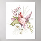 Poster Aquarelle rose Cockatoo Parrot (Devant)