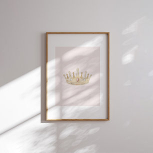 Poster Aquarelle rose couronne vintage