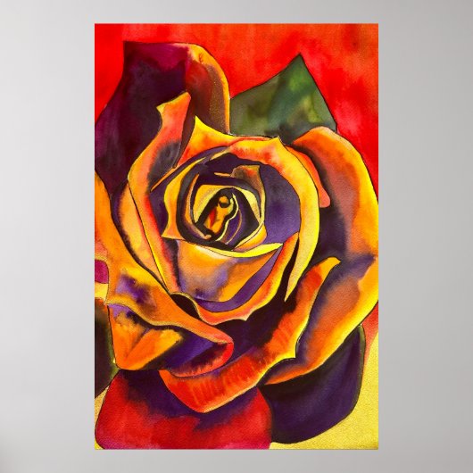 Poster Aquarelle Rose d'or (Devant)