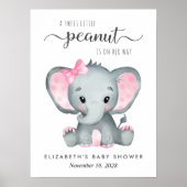 Poster Aquarelle rose éléphant Bébé fille Douche Bienvenu (Devant)