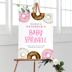 Poster Aquarelle rose et chocolat beignets Bébé arroser