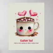 Poster Aquarelle rose et crème mignonne Mug de cacao chau (Devant)