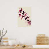 Poster Aquarelle rose et violet papillon Art (Cuisine)