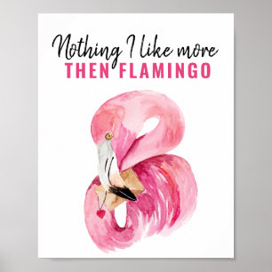 Poster Aquarelle rose exotique moderne Flamant rose cadea