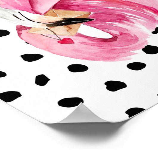 Poster Aquarelle rose exotique moderne Flamant rose & poi (Coin)