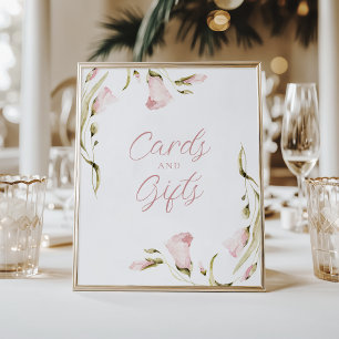 Poster Aquarelle rose Fêtes des mariées florales Cartes e