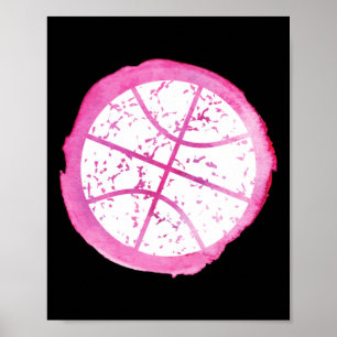Poster Aquarelle rose fille de basket