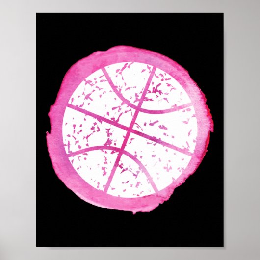Poster Aquarelle rose fille de basket (Devant)